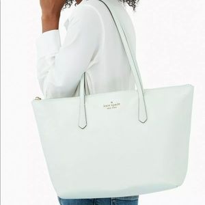 Kate Spade Kitt Aquamarine Large Nylon Tote K6031 Crystal Blue NWT $299 MSRP FS